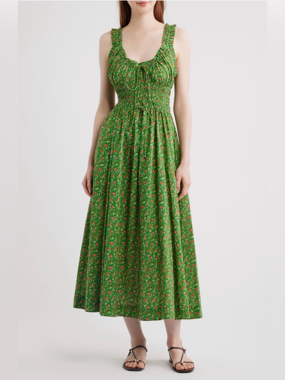 DÔEN Emmaretta Floral Pleated Cotton Voile Dress